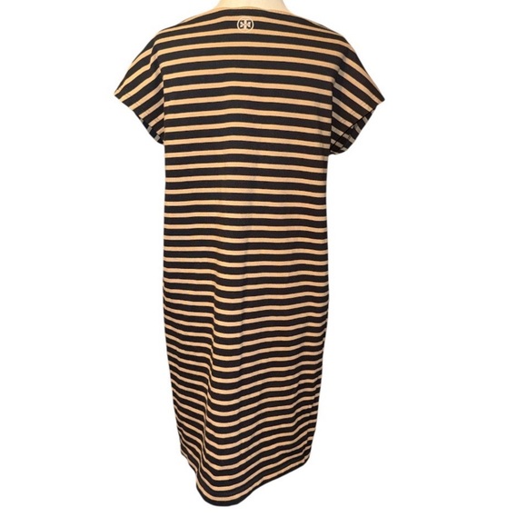 Tory Burch Black and Tan Striped Dress - Picture 2 of 3